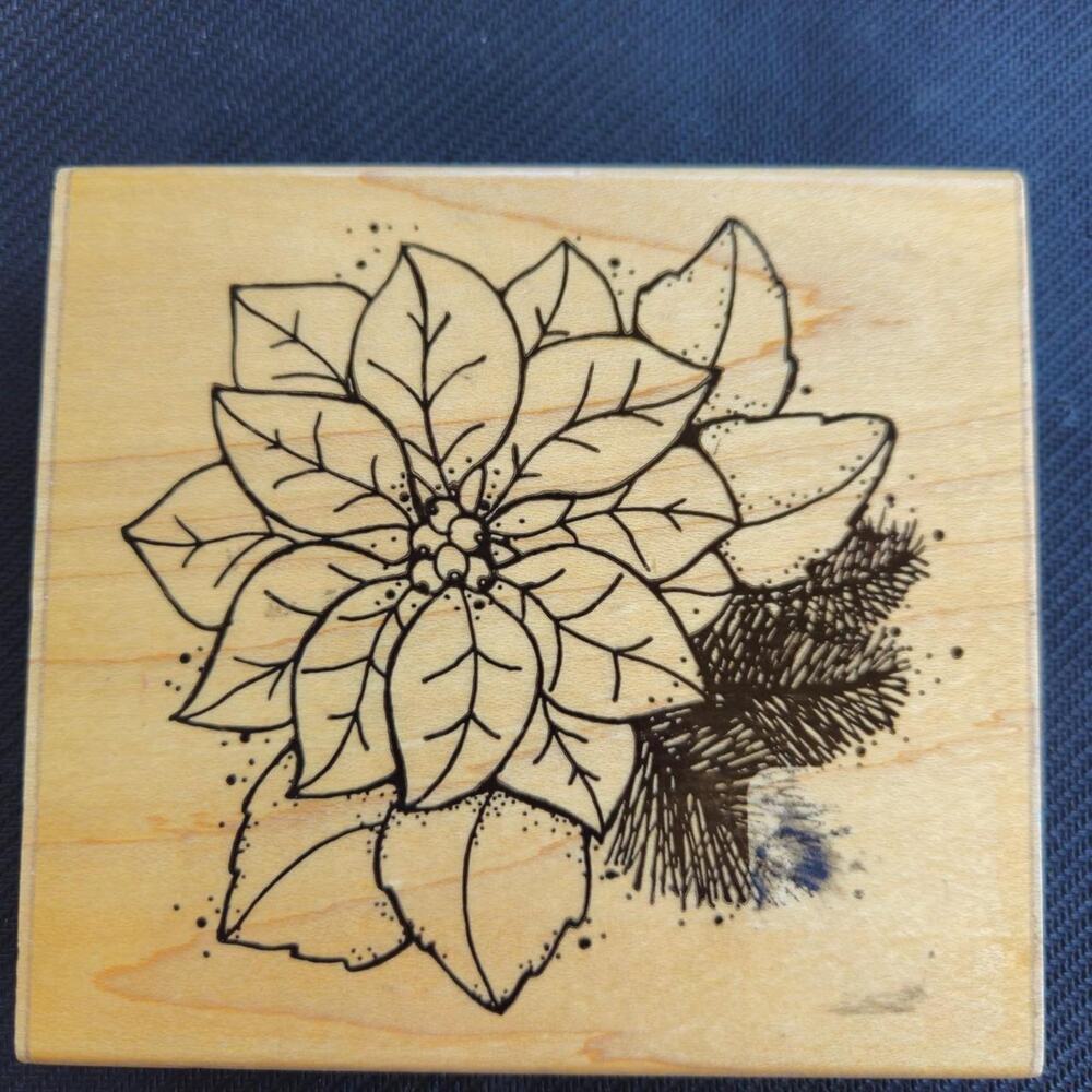 Wooden christmas poinsettia stamp